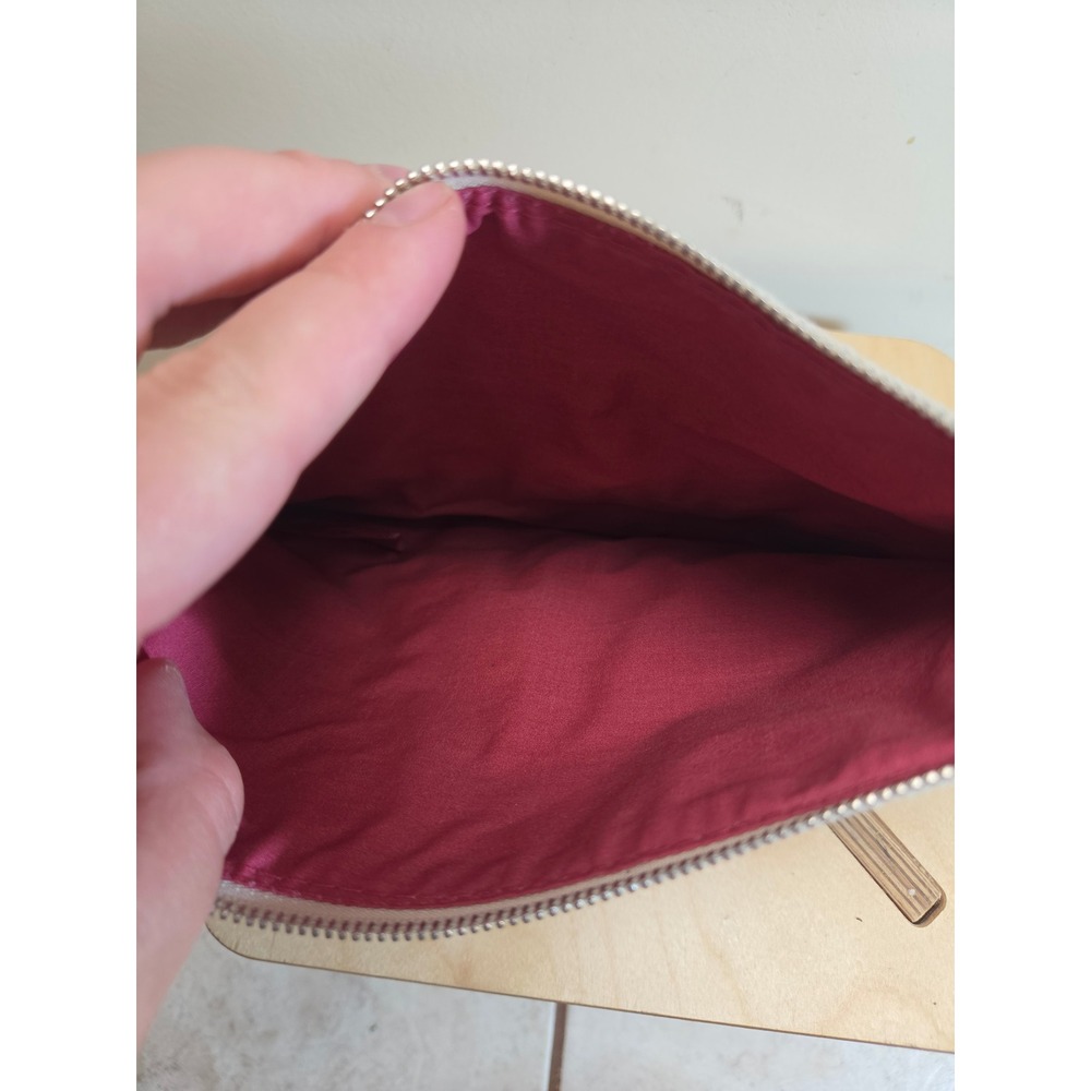 Chloe Parfums Canvas Clutch Bag Magenta Pink Cream Logo Zip Pouch - Picture 5 of 6